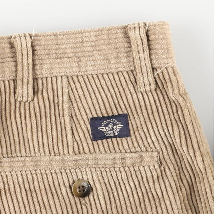 Dockers Khakis Relaxed Fit Wide-Rided Two-Pleated Corduroy Pants, Men's Size 33 cotton Beige type Vintage Second Hand