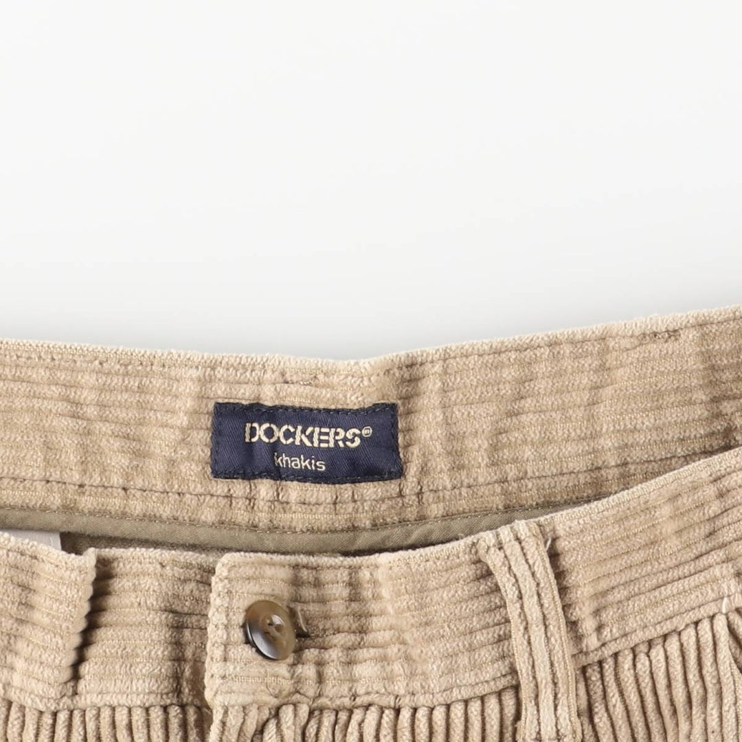 Dockers Khakis Relaxed Fit Wide-Rided Two-Pleated Corduroy Pants, Men's Size 33 cotton Beige type Vintage Second Hand