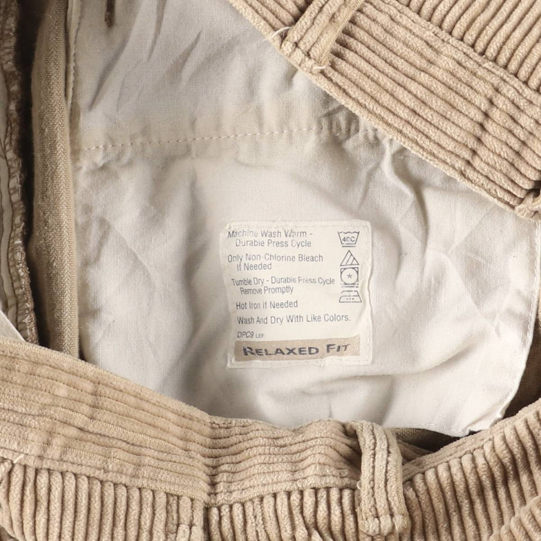 Dockers Khakis Relaxed Fit Wide-Rided Two-Pleated Corduroy Pants, Men's Size 33 cotton Beige type Vintage Second Hand