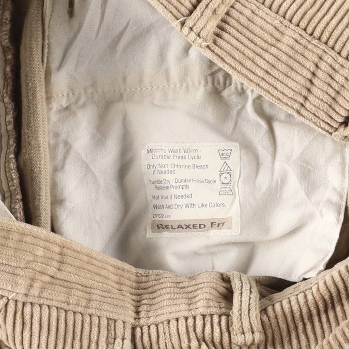 Dockers Khakis Relaxed Fit Wide-Rided Two-Pleated Corduroy Pants, Men's Size 33 cotton Beige type Vintage Second Hand
