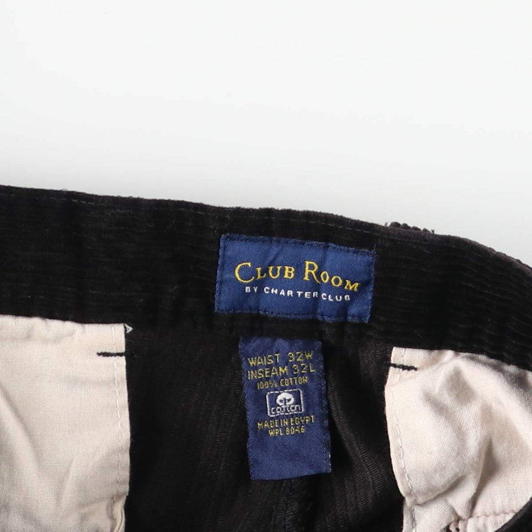 Charter Club CLUB ROOM Two-pleat Wide-Rib Corduroy Pants, Men's, Size W32 cotton black type Vintage Second Hand