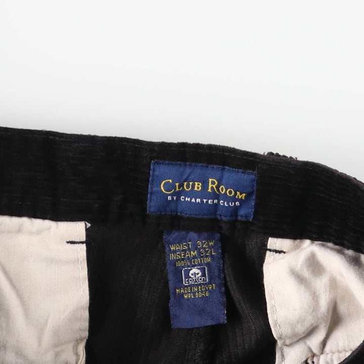 Charter Club CLUB ROOM Two-pleat Wide-Rib Corduroy Pants, Men's, Size W32 cotton black type Vintage Second Hand