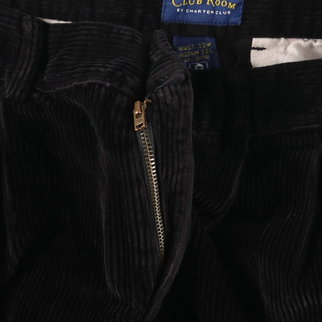 Charter Club CLUB ROOM Two-pleat Wide-Rib Corduroy Pants, Men's, Size W32 cotton black type Vintage Second Hand