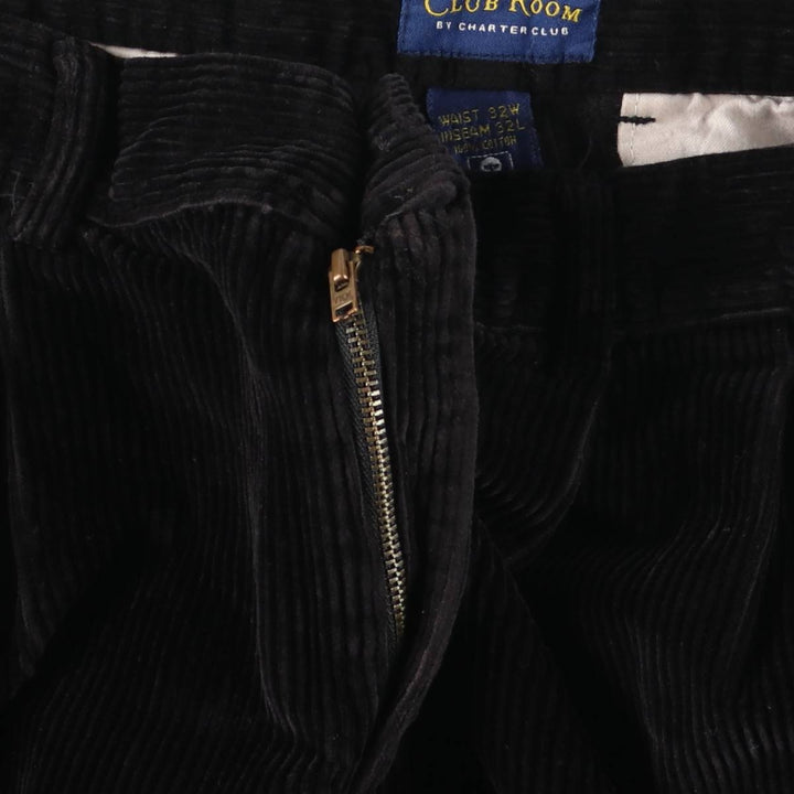 Charter Club CLUB ROOM Two-pleat Wide-Rib Corduroy Pants, Men's, Size W32 cotton black type Vintage Second Hand