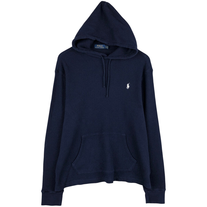 Vintage Ralph Lauren Polo Ralph Lauren hooded thermal T-shirt in waffle, size XL. cotton navy blue type Vintage Second Hand