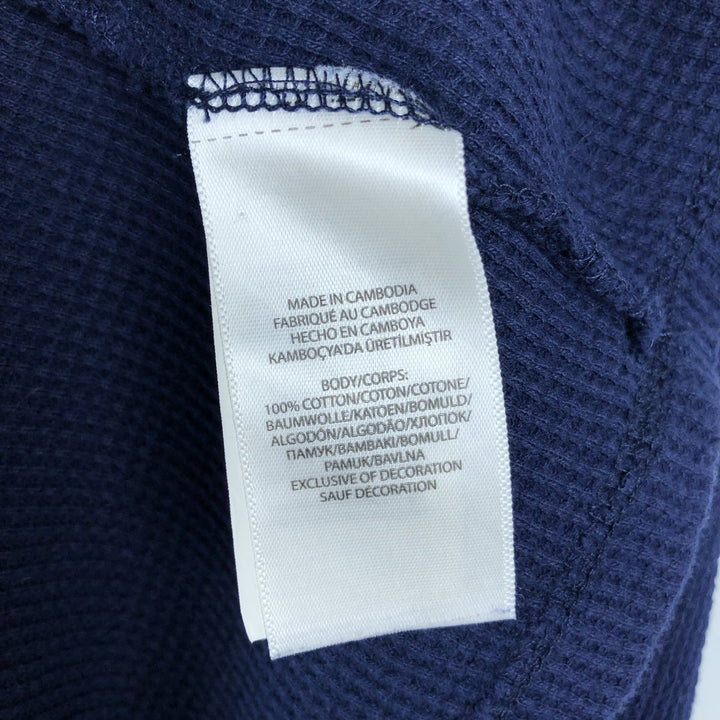 Vintage Ralph Lauren Polo Ralph Lauren hooded thermal T-shirt in waffle, size XL. cotton navy blue type Vintage Second Hand