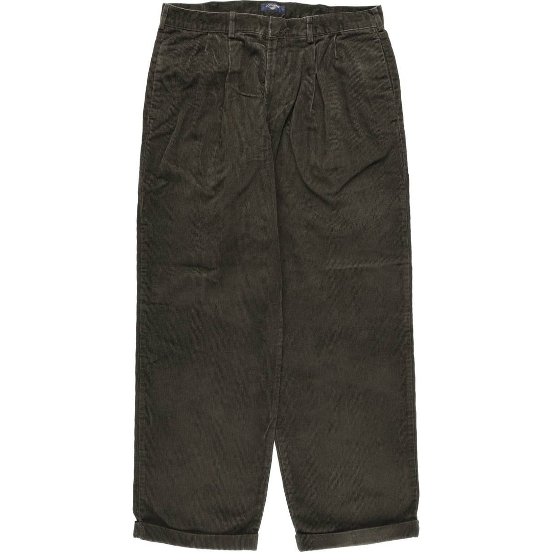 2000'S Dockers Two-pleat Corduroy Pants, Men's, Size W35 cotton Khaki type sage green Vintage Second Hand