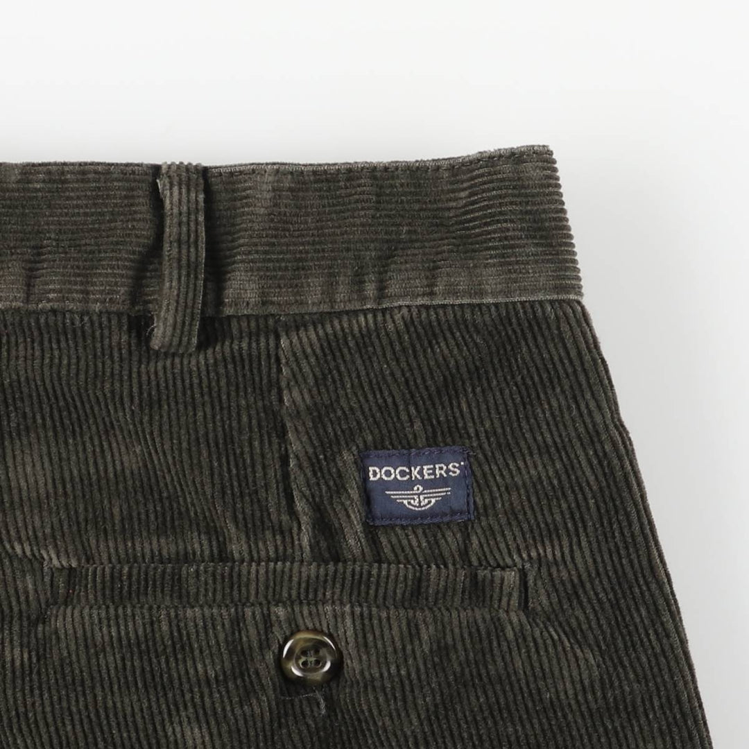 2000'S Dockers Two-pleat Corduroy Pants, Men's, Size W35 cotton Khaki type sage green Vintage Second Hand