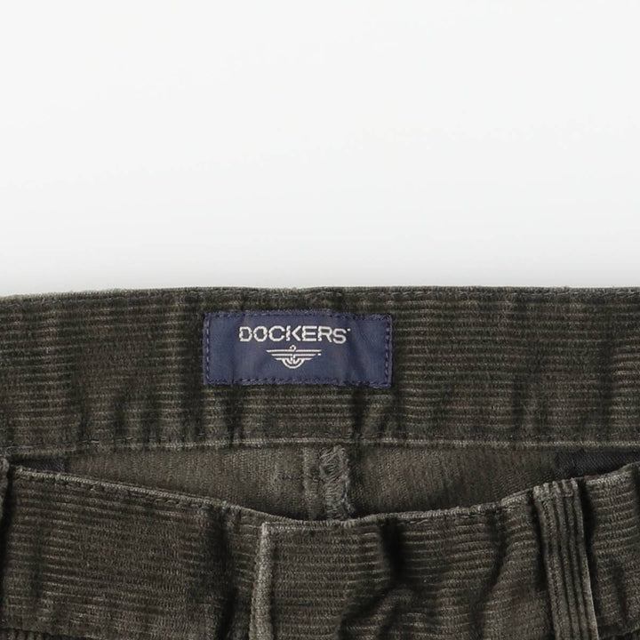 2000'S Dockers Two-pleat Corduroy Pants, Men's, Size W35 cotton Khaki type sage green Vintage Second Hand