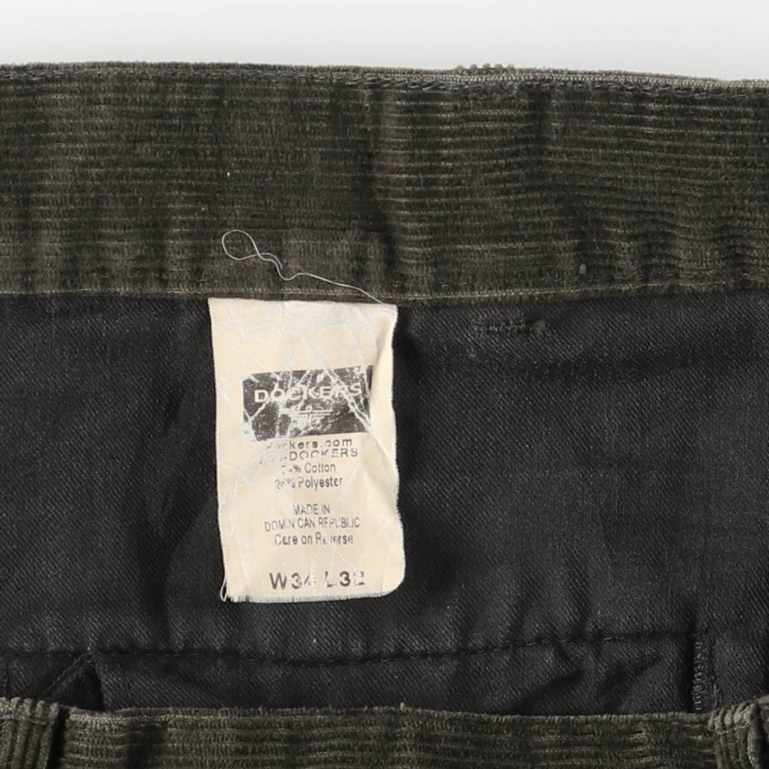 2000'S Dockers Two-pleat Corduroy Pants, Men's, Size W35 cotton Khaki type sage green Vintage Second Hand