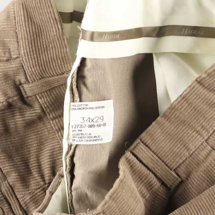 Haggar Corduroy Pants for Men, W34 cotton brown type Vintage Second Hand