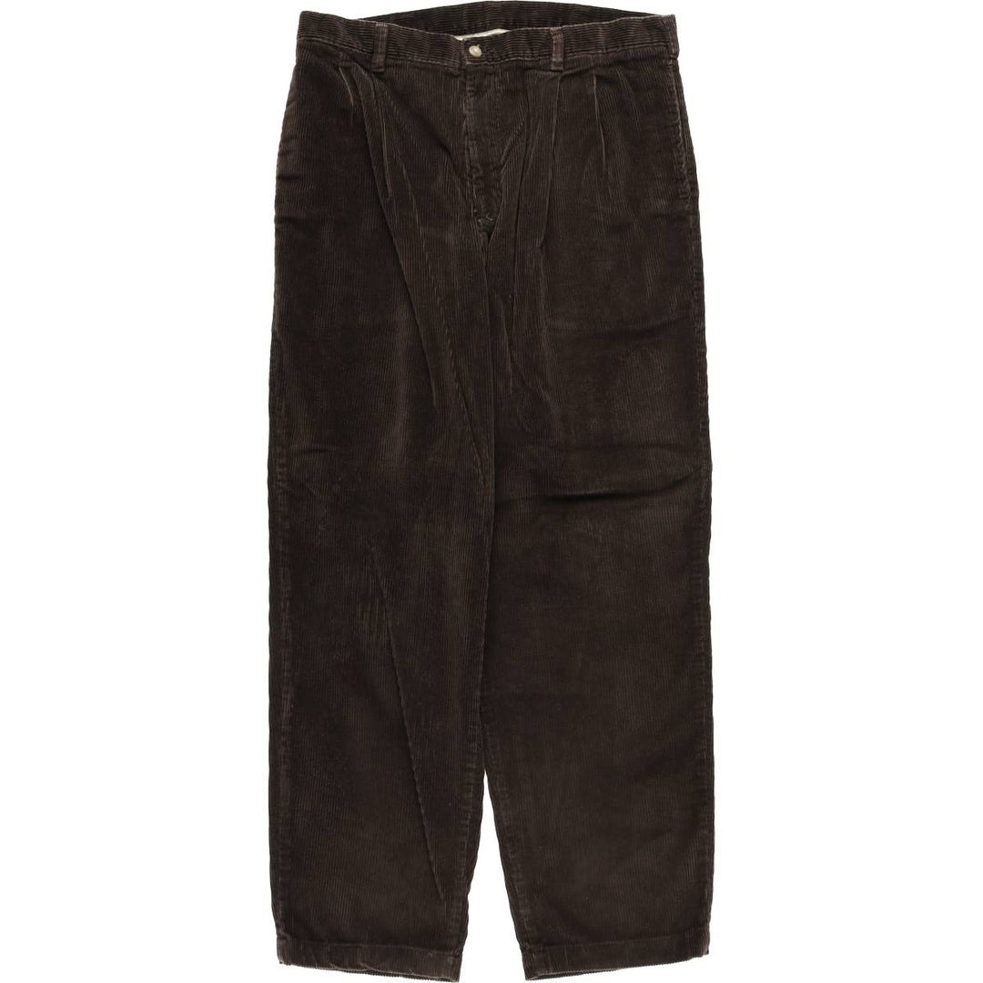 Craft and Barrow Two-pleat Corduroy Pants, Men's, Size W35 cotton brown type Vintage Second Hand