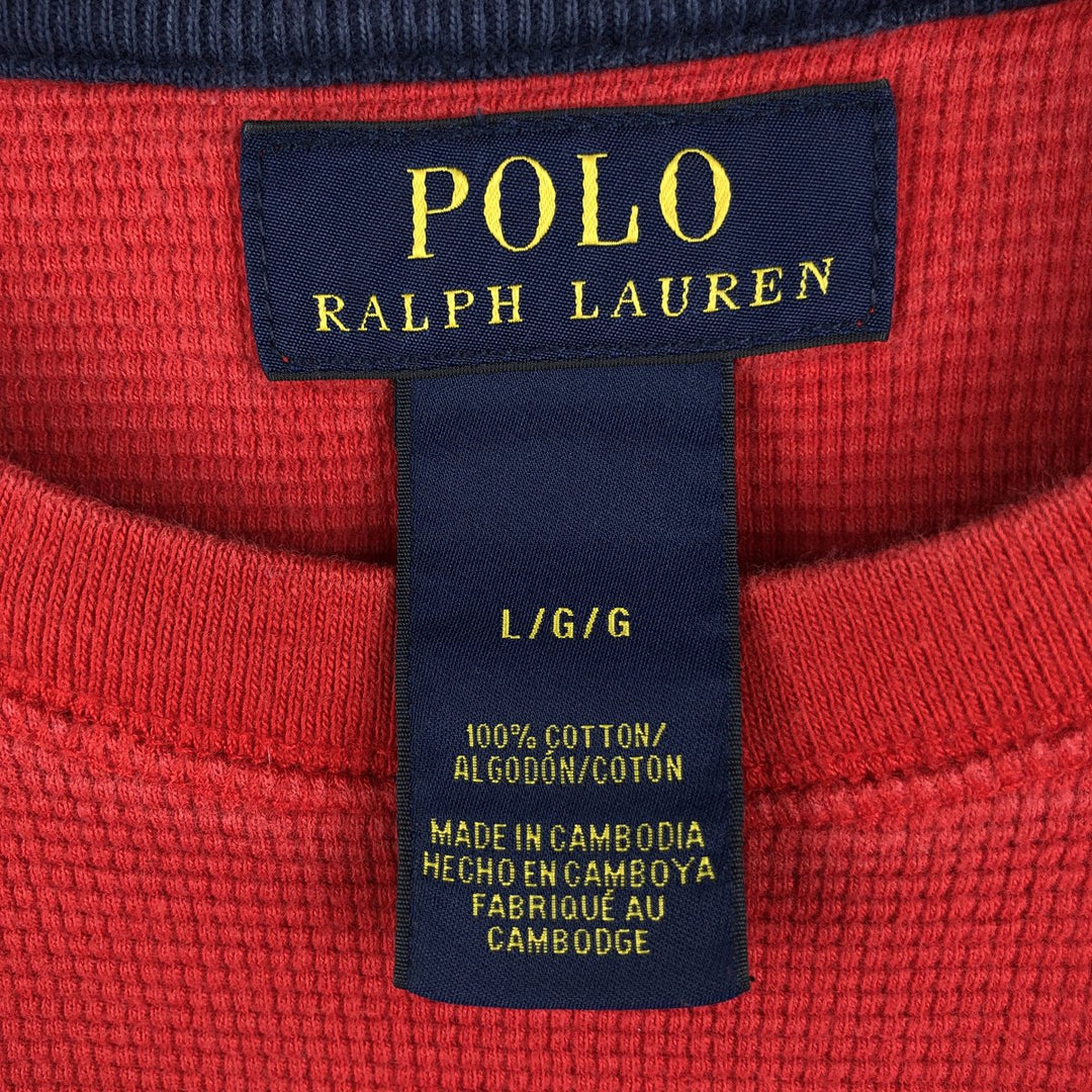 Ralph Lauren POLO RALPH LAUREN Thermal Long T-Shirt Men's Size L cotton red type Vintage Second Hand