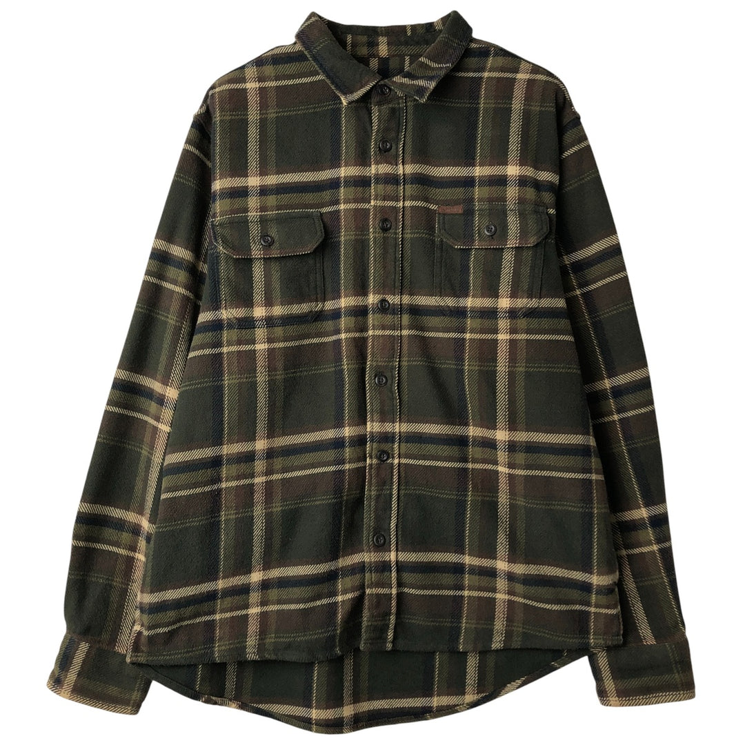 ORVIS Long Sleeve Flannel Check Shirt, Men's Size L cotton Khaki type Vintage Second Hand