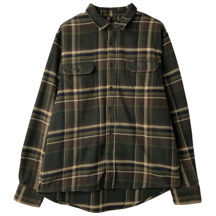 ORVIS Long Sleeve Flannel Check Shirt, Men's Size L cotton Khaki type Vintage Second Hand