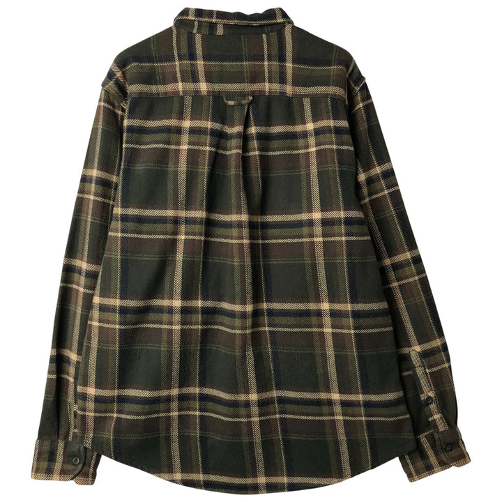 ORVIS Long Sleeve Flannel Check Shirt, Men's Size L cotton Khaki type Vintage Second Hand