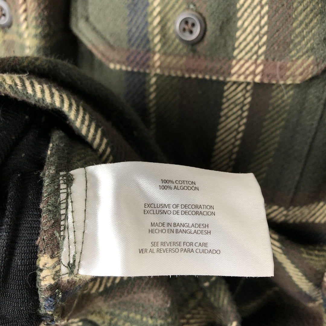 ORVIS Long Sleeve Flannel Check Shirt, Men's Size L cotton Khaki type Vintage Second Hand