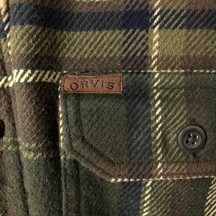 ORVIS Long Sleeve Flannel Check Shirt, Men's Size L cotton Khaki type Vintage Second Hand