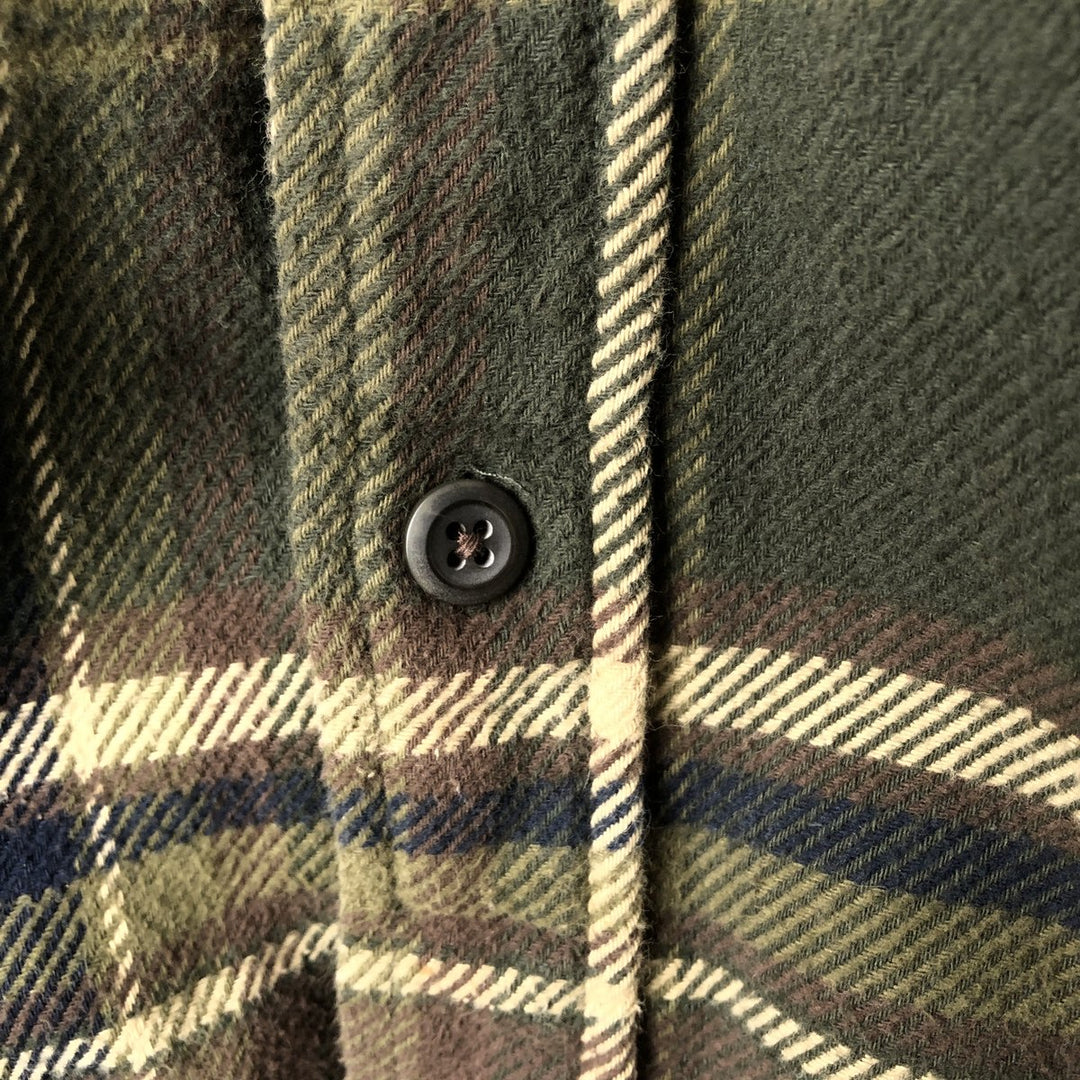 ORVIS Long Sleeve Flannel Check Shirt, Men's Size L cotton Khaki type Vintage Second Hand