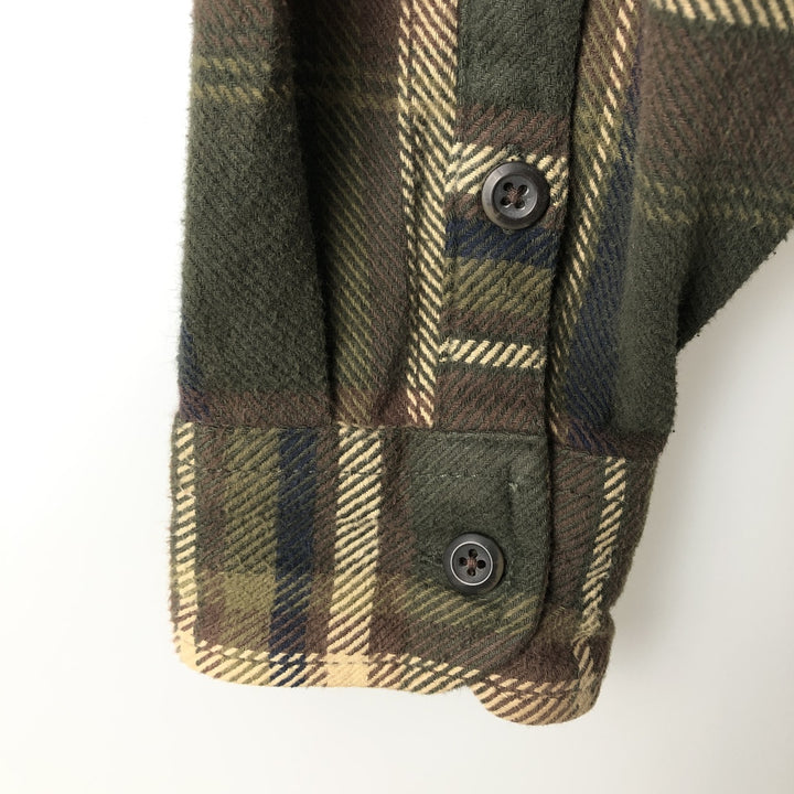 ORVIS Long Sleeve Flannel Check Shirt, Men's Size L cotton Khaki type Vintage Second Hand