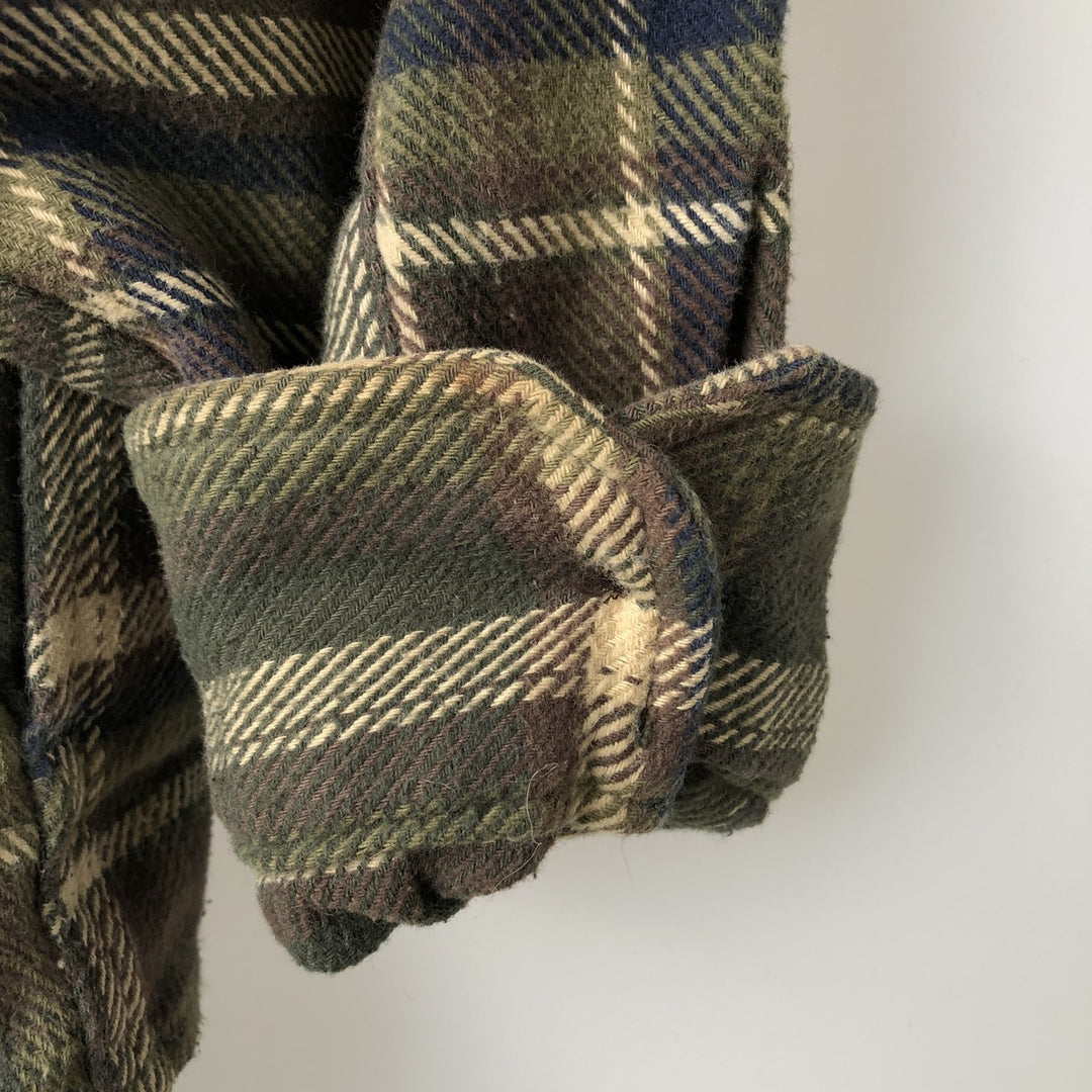ORVIS Long Sleeve Flannel Check Shirt, Men's Size L cotton Khaki type Vintage Second Hand