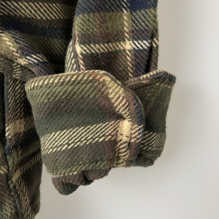 ORVIS Long Sleeve Flannel Check Shirt, Men's Size L cotton Khaki type Vintage Second Hand