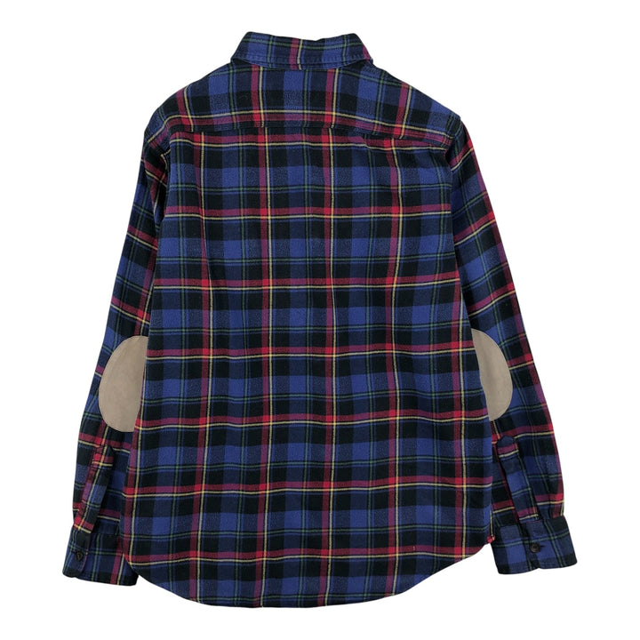 Ralph Lauren long-sleeved button-down light flannel check shirt, men's size L cotton Purple type blue-purple Vintage Second Hand