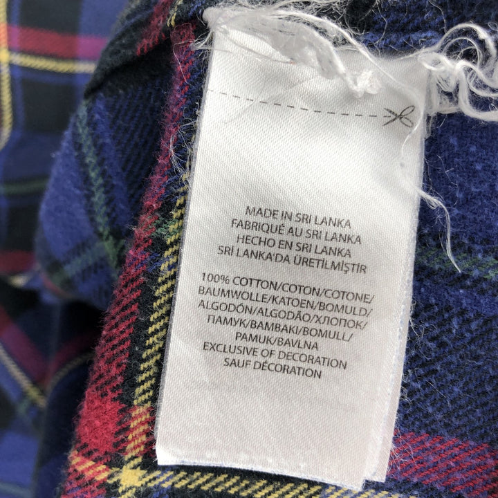 Ralph Lauren long-sleeved button-down light flannel check shirt, men's size L cotton Purple type blue-purple Vintage Second Hand
