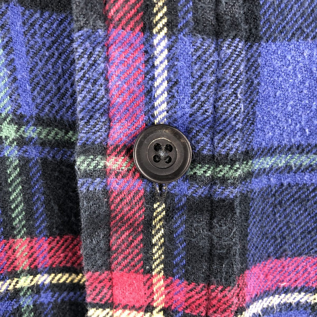 Ralph Lauren long-sleeved button-down light flannel check shirt, men's size L cotton Purple type blue-purple Vintage Second Hand