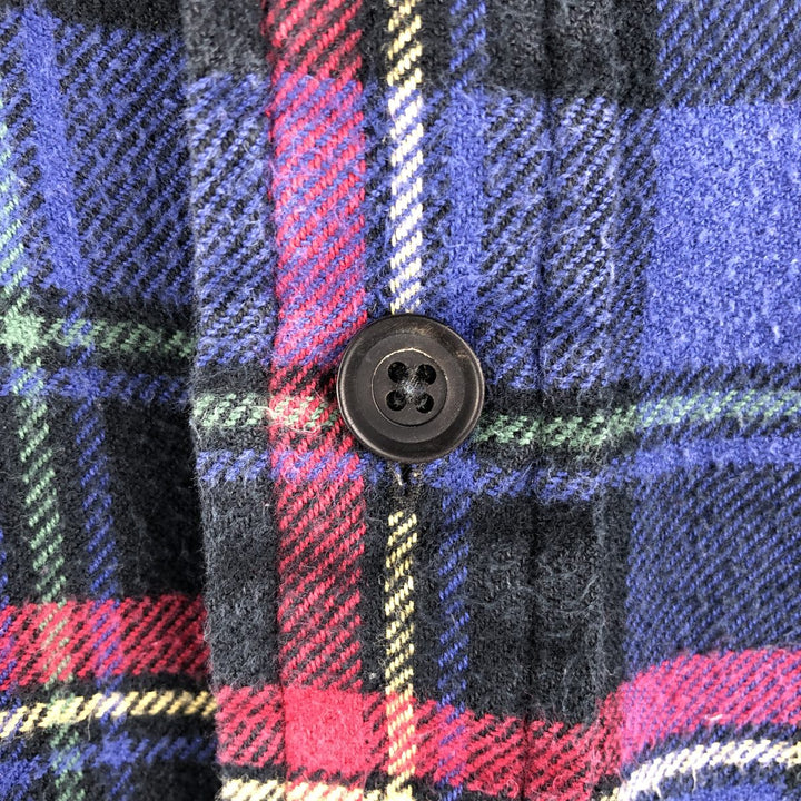 Ralph Lauren long-sleeved button-down light flannel check shirt, men's size L cotton Purple type blue-purple Vintage Second Hand