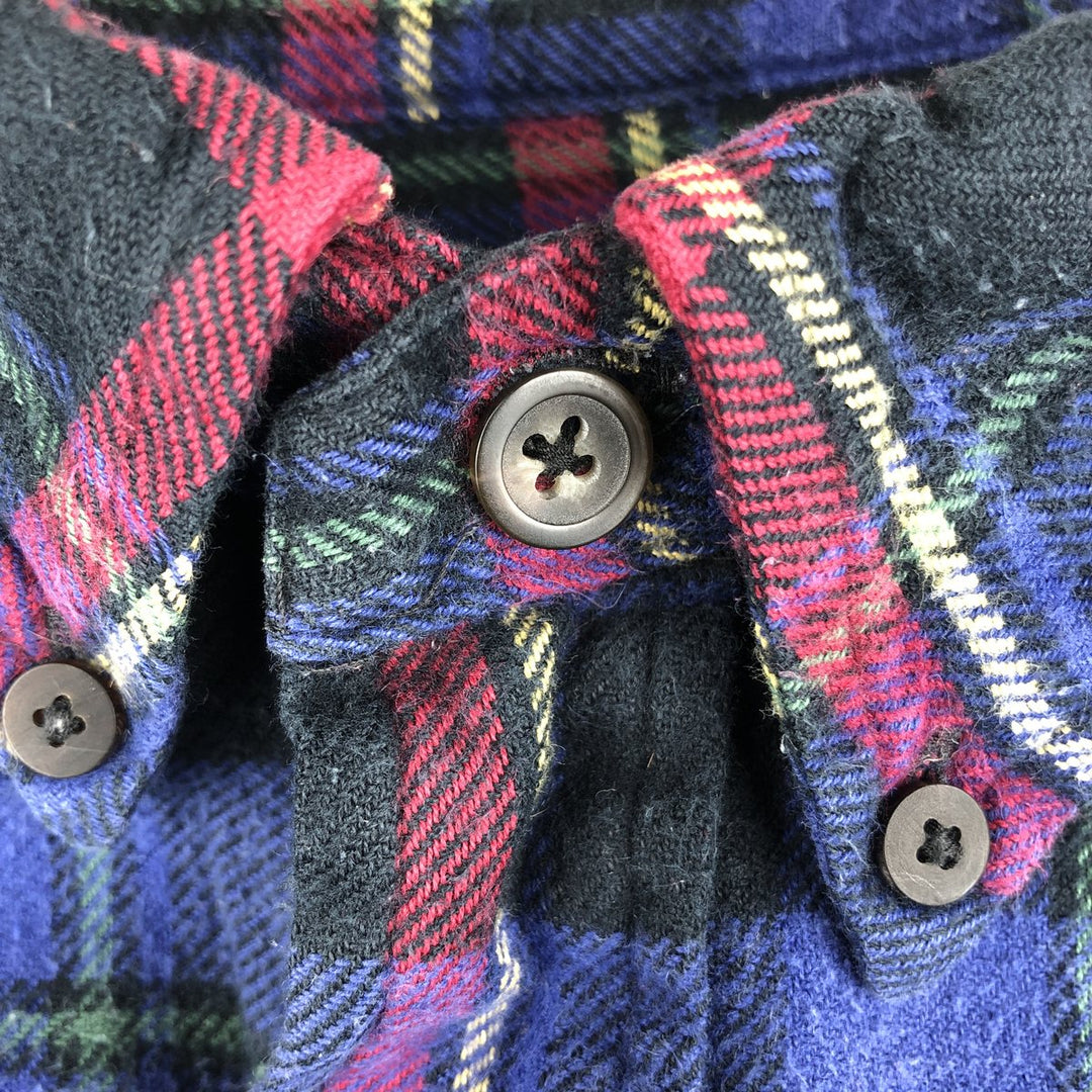 Ralph Lauren long-sleeved button-down light flannel check shirt, men's size L cotton Purple type blue-purple Vintage Second Hand