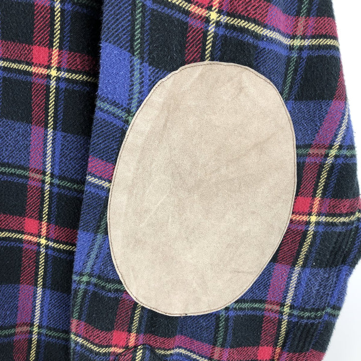 Ralph Lauren long-sleeved button-down light flannel check shirt, men's size L cotton Purple type blue-purple Vintage Second Hand