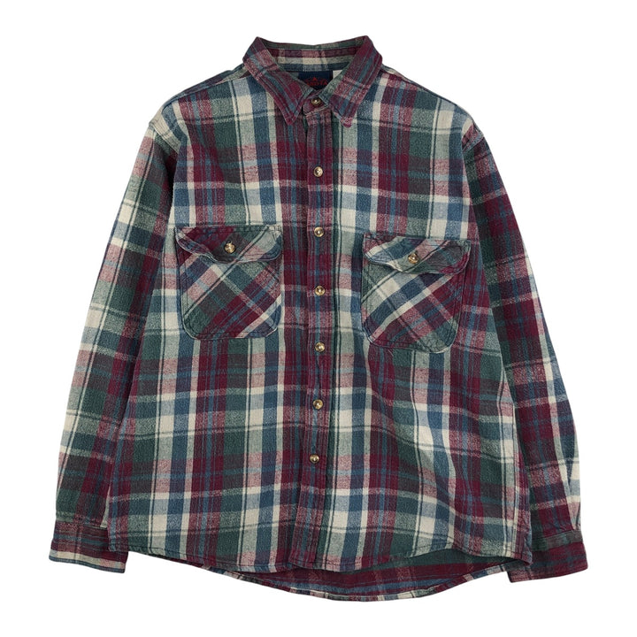 Vintage 90'S Dakota long-sleeved flannel check shirt, size L, men's cotton Red type red-purple Vintage Second Hand