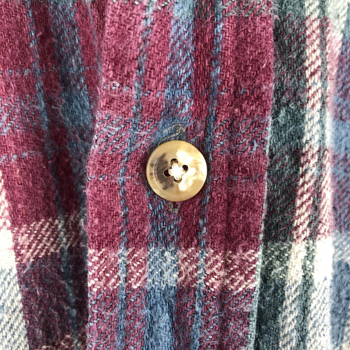 Vintage 90'S Dakota long-sleeved flannel check shirt, size L, men's cotton Red type red-purple Vintage Second Hand