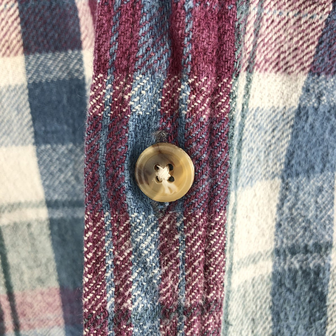Vintage 90'S Dakota long-sleeved flannel check shirt, size L, men's cotton Red type red-purple Vintage Second Hand