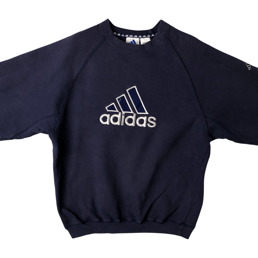 Vintage 90s-00'S Adidas logo sweatshirt, size M, men's cotton navy blue type Vintage Second Hand