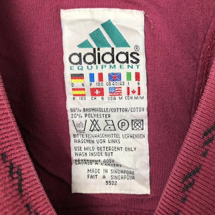90s-00'S adidas EQUIPMENT logo sweatshirt, men's size M cotton Red type red-purple Vintage Second Hand