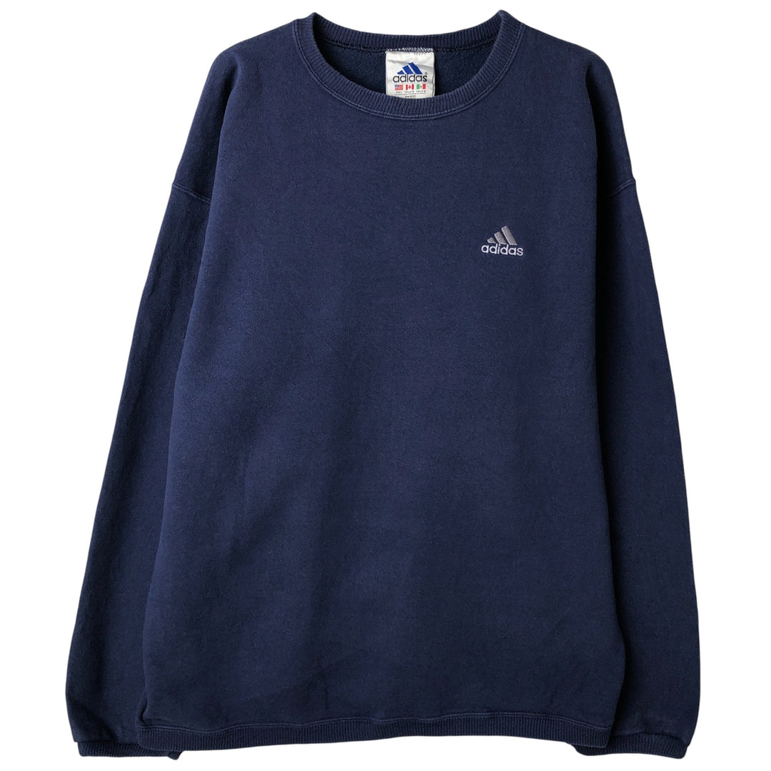 Vintage 90'S Adidas One-Point Logo Sweatshirt, Made in USA, Men's Size L cotton navy blue type Vintage Second Hand