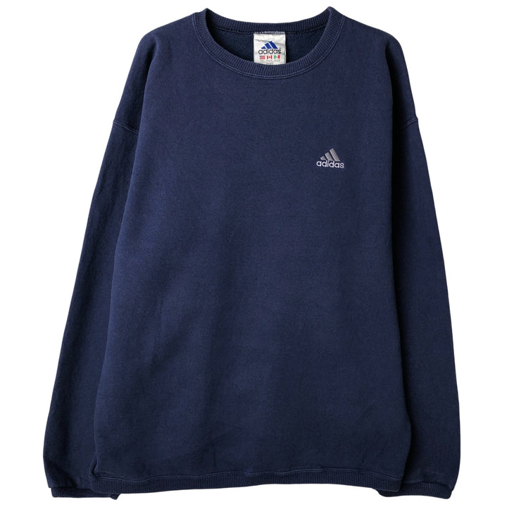 Vintage 90'S Adidas One-Point Logo Sweatshirt, Made in USA, Men's Size L cotton navy blue type Vintage Second Hand