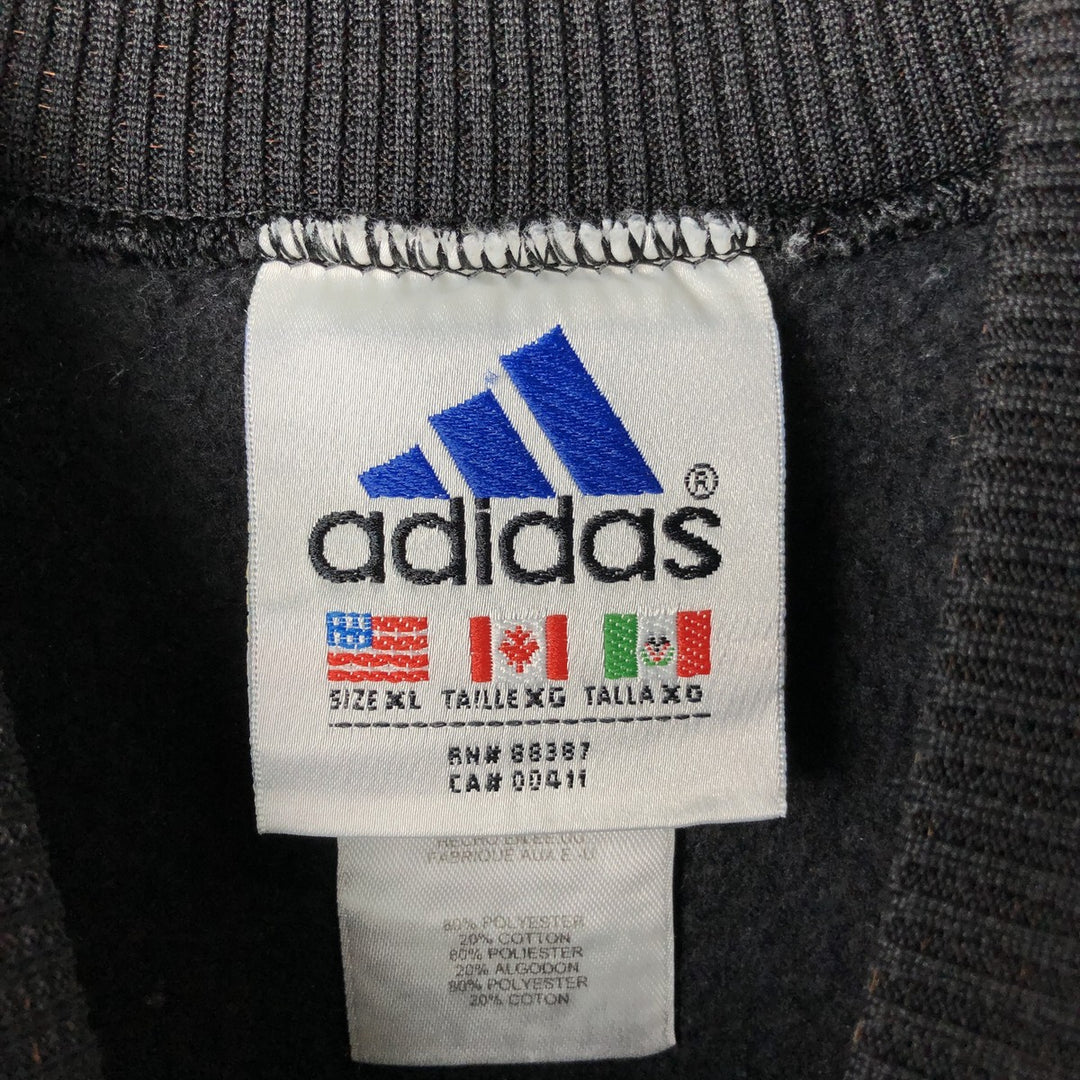 90s-00'S Adidas sweatshirt, Made in USA, Men's XL polyester black type Vintage Second Hand