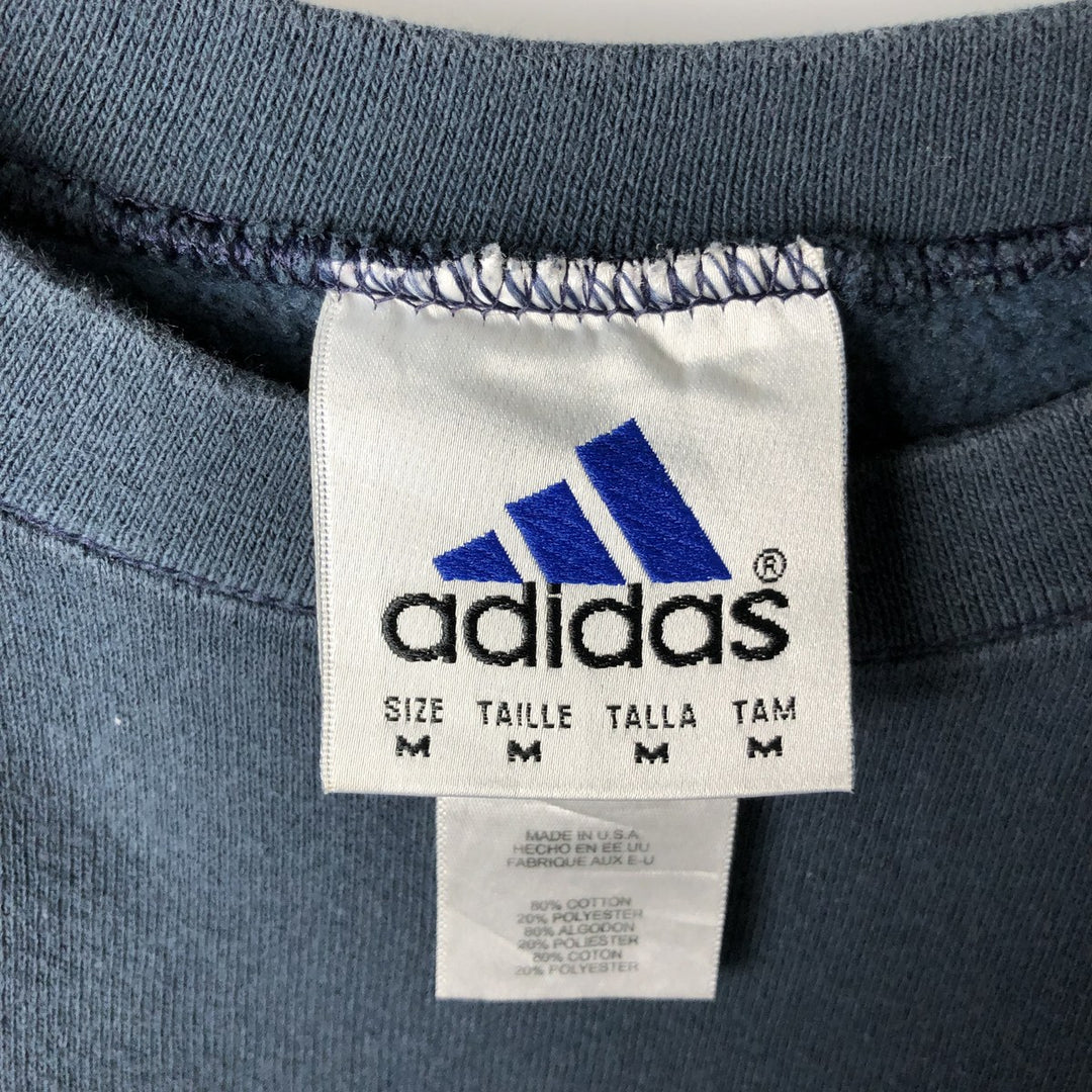 90s-00'S Adidas One-Point Logo Sweatshirt, Made in USA, Men's Size Medium cotton navy blue type Vintage Second Hand
