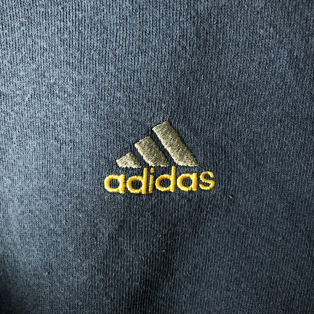 90s-00'S Adidas One-Point Logo Sweatshirt, Made in USA, Men's Size Medium cotton navy blue type Vintage Second Hand