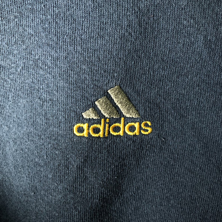 90s-00'S Adidas One-Point Logo Sweatshirt, Made in USA, Men's Size Medium cotton navy blue type Vintage Second Hand