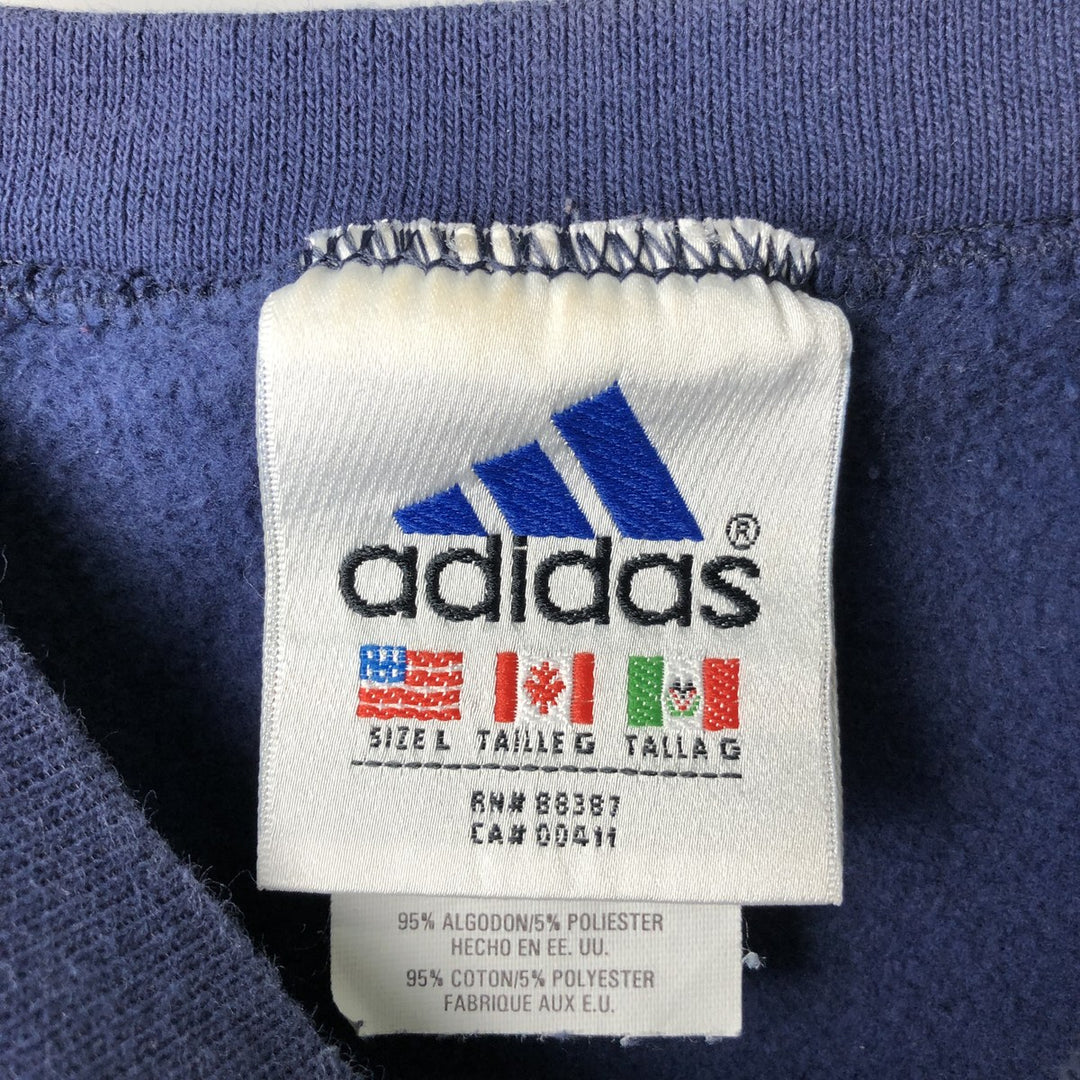 90s-00'S Adidas logo sweatshirt, Made in USA, Men's size L cotton navy blue type Vintage Second Hand