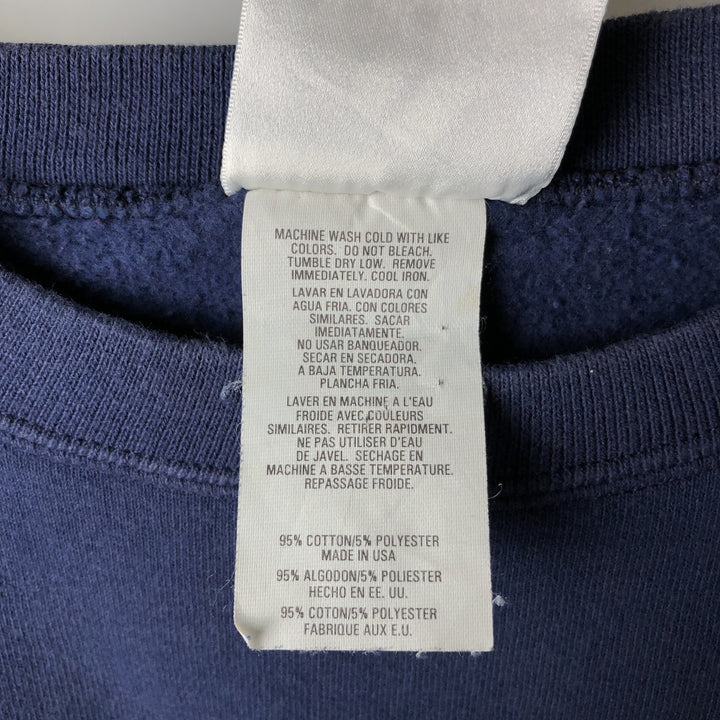 90s-00'S Adidas logo sweatshirt, Made in USA, Men's size L cotton navy blue type Vintage Second Hand
