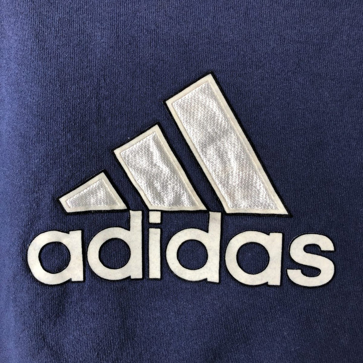 90s-00'S Adidas logo sweatshirt, Made in USA, Men's size L cotton navy blue type Vintage Second Hand