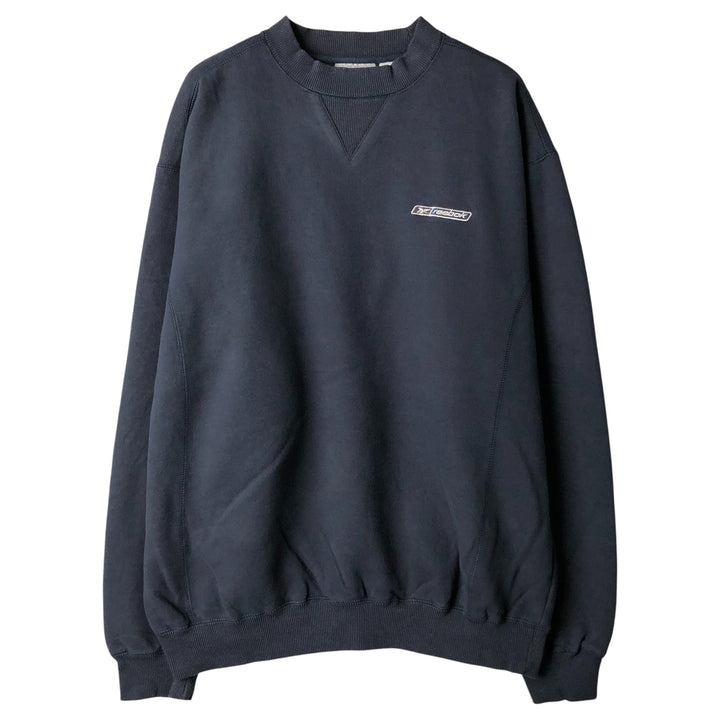 Reebok One Point Logo Sweatshirt Trainer Men's L size cotton navy blue type Vintage Second Hand