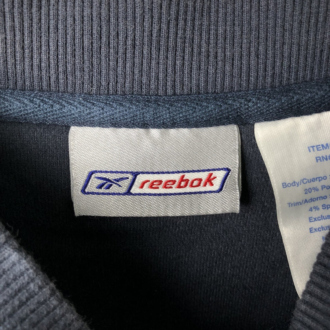 Reebok One Point Logo Sweatshirt Trainer Men's L size cotton navy blue type Vintage Second Hand