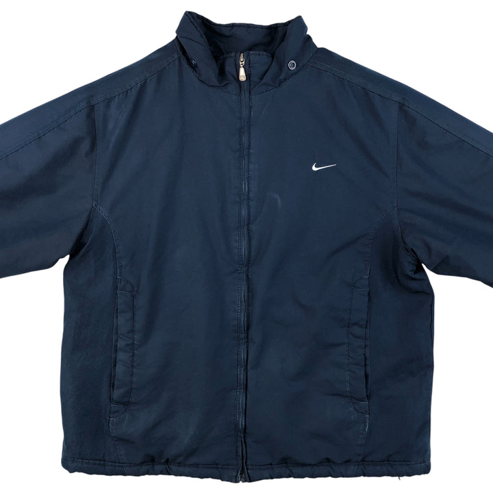 2000'S Nike Back Logo Padded Puffer Jacket, Men's Size Medium unclear navy blue type Vintage Second Hand