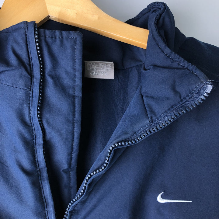 2000'S Nike Back Logo Padded Puffer Jacket, Men's Size Medium unclear navy blue type Vintage Second Hand